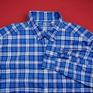 Vineyard Vines Shirt Mens XL Blue Plaid OTG On The Go Performance Nylon Brrr